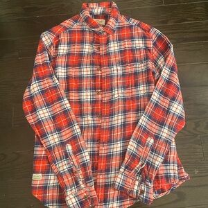 ED HARDY Mens Long Sleeve Plaid Button Up Shirt Size M Red White